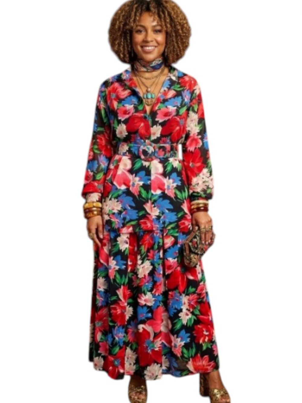 Vintage Henry White Dublin Bold 80sFloral Two-Piece Set (Blouse + Skirt) Size 12